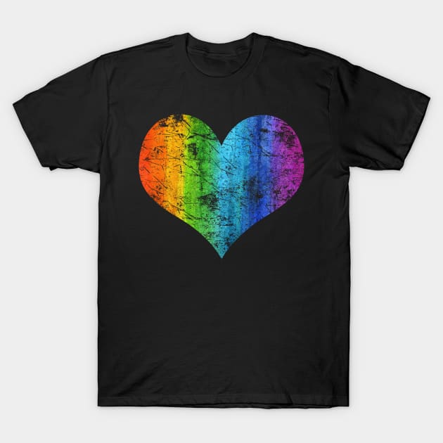 Vintage LGBT Gay Lesbian Pride Heart Flag Pride Month T-Shirt by BrightGift